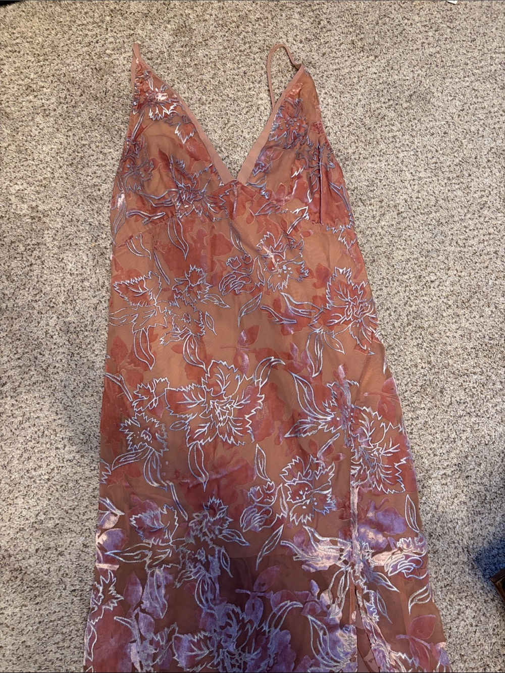 Lulu's Dusty Rose Sheer Floral Slip